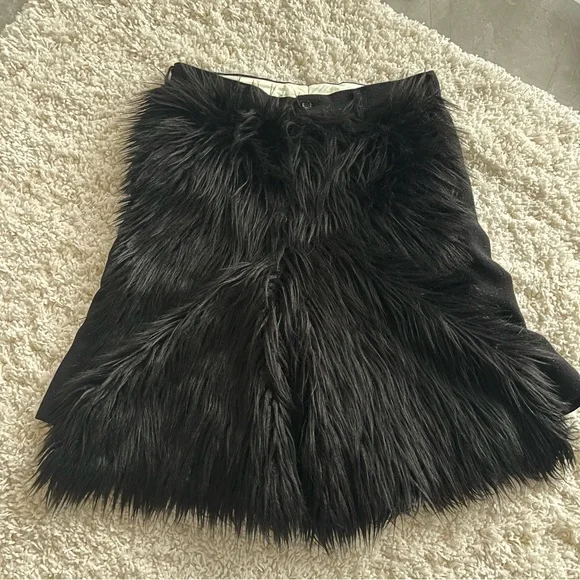 Comme des Garçons Homme Plus Black AW23 Faux-Fur & Tweed Shorts Designer - Picture 12 of 13